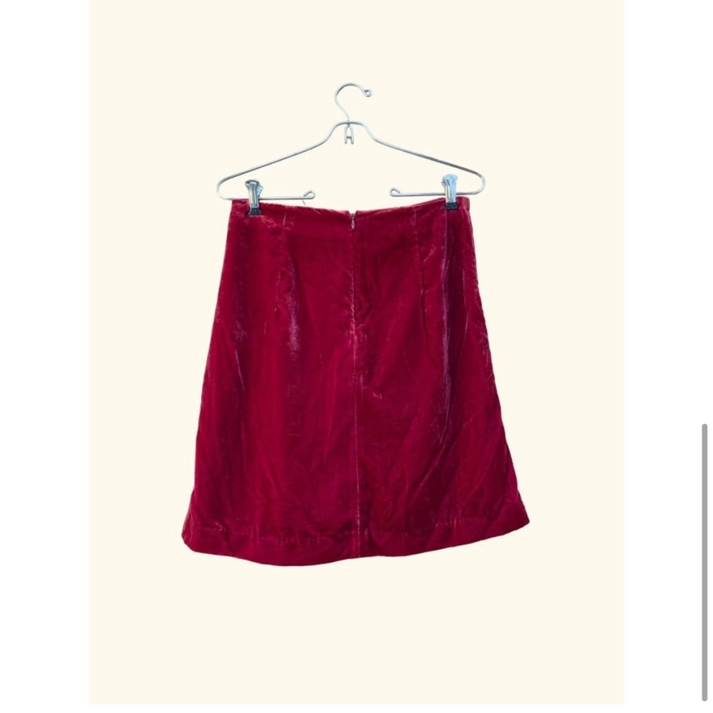NWT Anthropologie Crushed Velvet Ruched Mini Skirt Raspberry Size 4 & 6